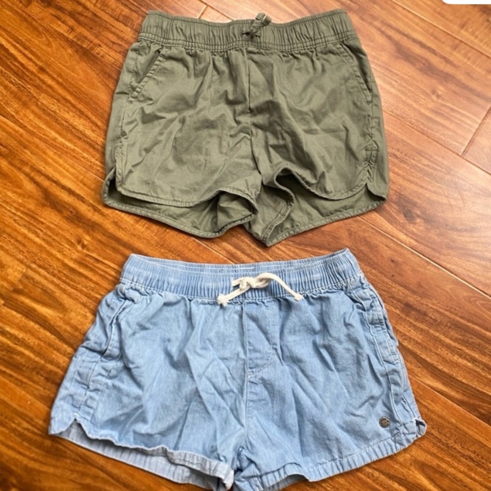Roxy + Jumping Beans Girls Chambray Olive Elastic Waist Shorts Size 12/14